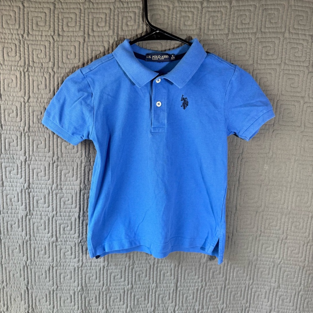 US Polo Assn. Collard Shirt Boys Size Small 6/7 Blue Short Sleeve